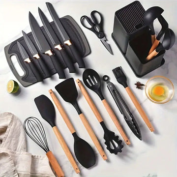 19pcs Kitchen Knife Set – Ultimate Stainless Steel Chef Knife Set with Professional Cooking Utensils & Accessories – Complete Kitchen Essentials for Effortless Food Prep