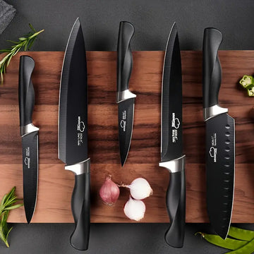 Amorston 20-Piece Kitchen Knife Set with Block – German Stainless Steel, Built-in Sharpener