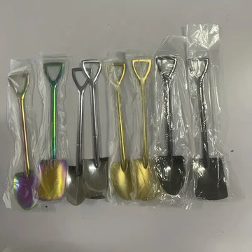 6pcs Stainless Steel Mini Shovel Spoon Set - Unique Dessert, Coffee & Fruit Serving Tools for Kitchen & Dining
