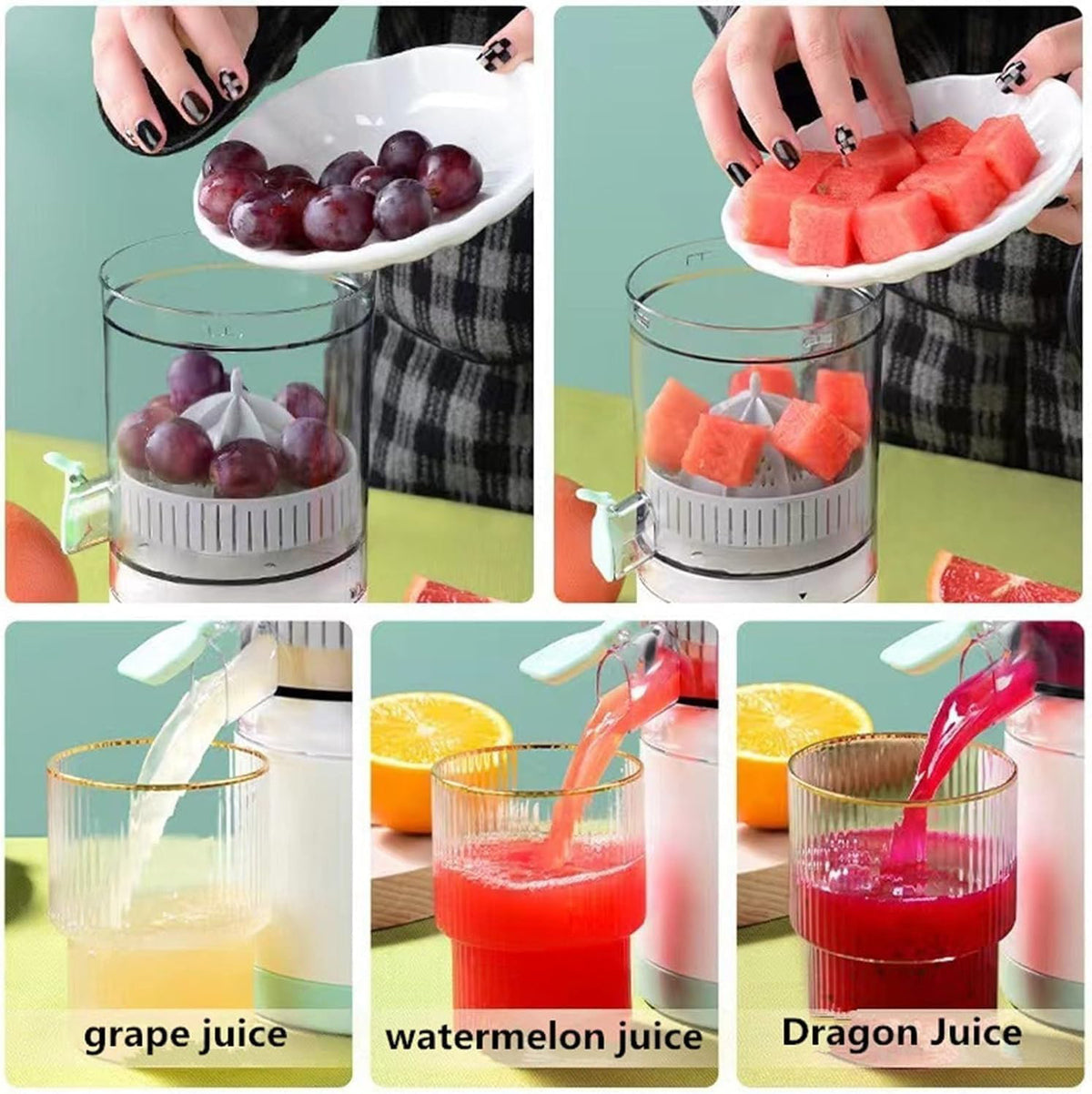 Automatic Electric Citrus Juicer, Portable Rechargeable Lemon Juicer with USB Cable, Mini Multifunctional Fruit Squeezer, Fully Automatic Operation – Red