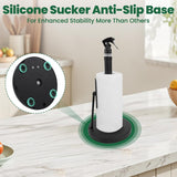 Paper Towel Holder with Spray Bottle, Stainless Steel Countertop Kitchen Paper Towel Dispenser, One-Handed Tear Towel Holder with Weighted Base – Black