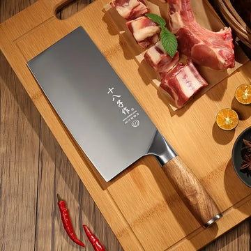 7-Inch Stainless Steel Meat & Vegetable Cleaver with Wooden Handle