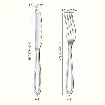 20-Piece Stainless Steel Flatware Set – 10 Knives & 10 Forks, Mirror Polished, Home & Restaurant Use