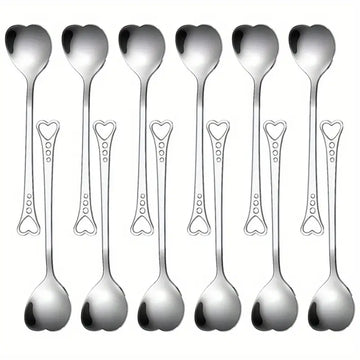 12 Pcs Heart-Shaped Stainless Steel Tea & Coffee Spoon Set – 5.7 Inch Dessert, Ice Cream & Sugar Spoons, Dishwasher Safe