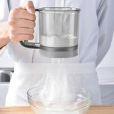 Flour Sifter for Baking – Double Layer Fine Mesh Flour Sieve with Lid, Semi-Automatic Handheld Powder Sifter with Measurement Scale for Kitchen Cooking