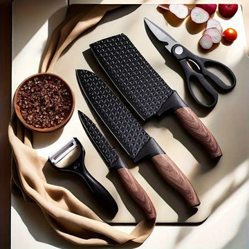 6pcs Ultra-Sharp Kitchen Knife Set – Stainless Steel Blades, Non-Slip Handles, Home & Outdoor Use, Gift Box Included