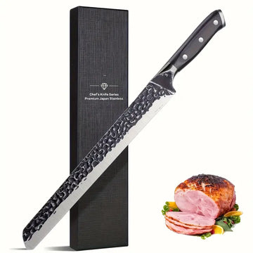 12 Inch Hand Forged Slicing Knife – Meat, Ribs, and Brisket Carving Knife for BBQ & Christmas Gifts