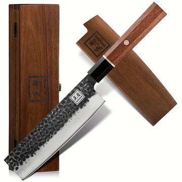 7 Inch Japanese Santoku Knife – ENOKING Hand Forged 5-Layer High Carbon Steel Chef Knife with Rosewood Handle & Gift Box