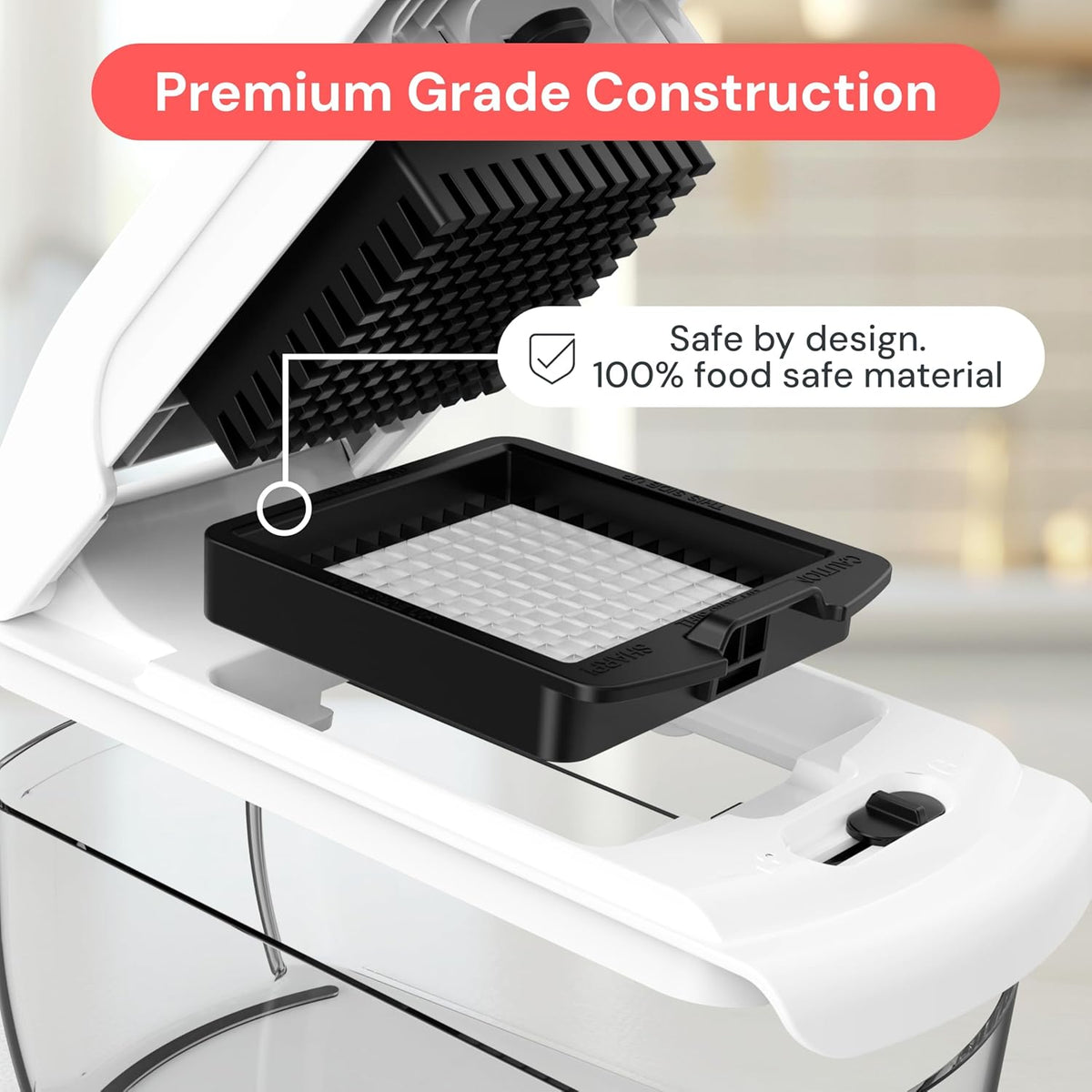 4-in-1 Stainless Steel Vegetable Chopper and Spiralizer with Container – Multifunction Food Cutter and Slicer for Fruits and Vegetables