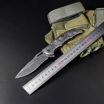 1PC Stainless Steel Folding Knife – Portable Pocket Knife for Camping, Fishing & Outdoor Activities