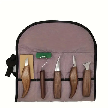 8-Piece Walnut Wood & Chrome Vanadium Steel Woodworking Knife Set with Durable Case