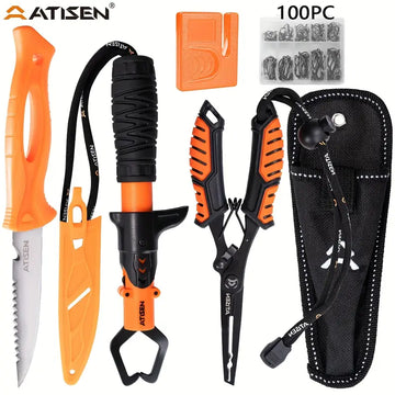 ATISEN Fishing Knife Set – Boning, Slicing & Gutting Tools with Cut-Resistant Gloves, Line Cutter & Stretching Cord