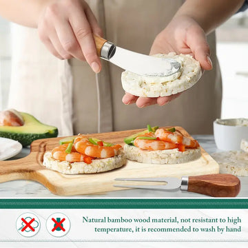 6-Piece Wooden Cheese Board Gift Set with Knives, Forks & Thank You Tags – Bridal Party, Valentine’s Day & Housewarming Gifts (Acacia)