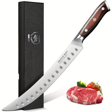 10 Inch Premium Brisket Carving Knife – Razor Sharp Hand Forged Knife with Granton Edge & Ergonomic Handle