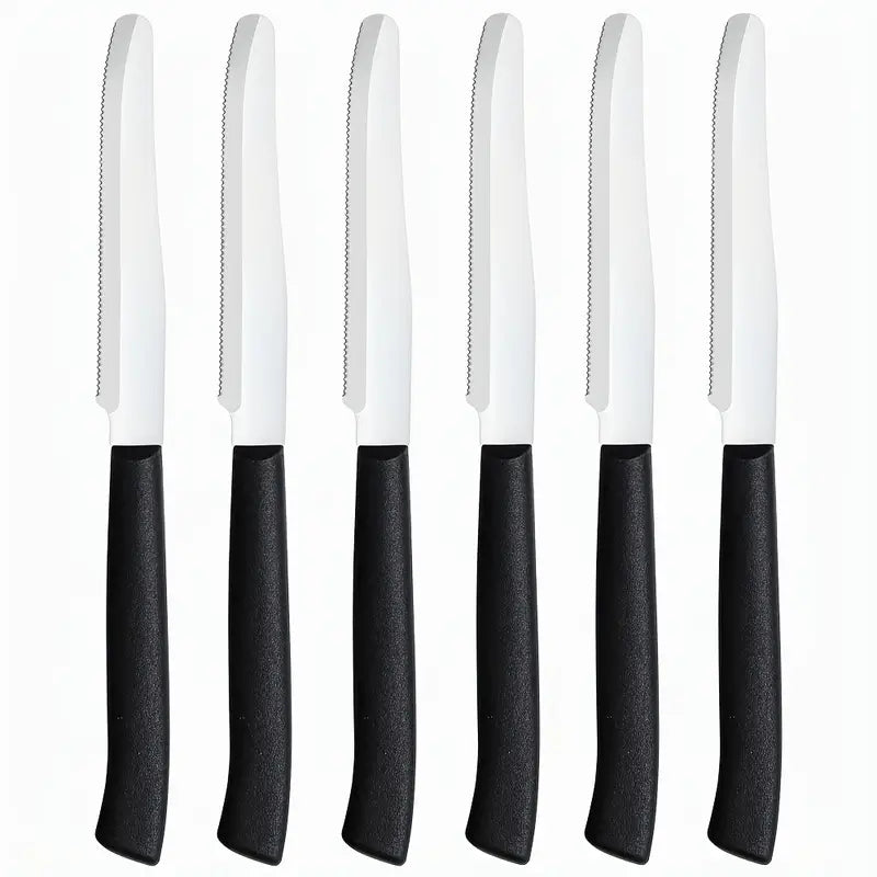 6/12pcs Multicolor Stainless Steel Steak Knife Set – Serrated Dinner, Bread & Dessert Knives with Non-Slip Handles, Dishwasher Safe for Home, Restaurant & Outdoor Use