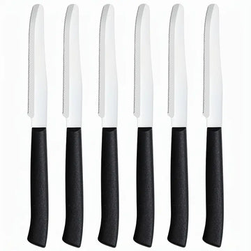 6/12pcs Multicolor Stainless Steel Steak Knife Set – Serrated Dinner, Bread & Dessert Knives with Non-Slip Handles, Dishwasher Safe for Home, Restaurant & Outdoor Use