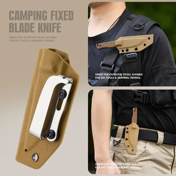 KHU Mini Fixed Blade EDC Knife - 440C Steel, G10 Handle, Kydex Sheath for Hunting & Camping