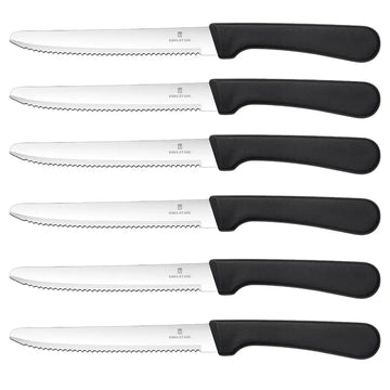 6pcs Kitchen Steak and Tomato Knife Set – Premium Stainless Steel, Sharp Durable Serrated Knives, Dishwasher Safe