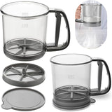 Flour Sifter for Baking – Double Layer Fine Mesh Flour Sieve with Lid, Semi-Automatic Handheld Powder Sifter with Measurement Scale for Kitchen Cooking