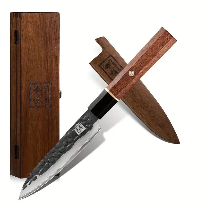 7 Inch Japanese Santoku Knife – ENOKING Hand Forged 5-Layer High Carbon Steel Chef Knife with Rosewood Handle & Gift Box