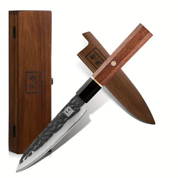 7 Inch Japanese Santoku Knife – ENOKING Hand Forged 5-Layer High Carbon Steel Chef Knife with Rosewood Handle & Gift Box