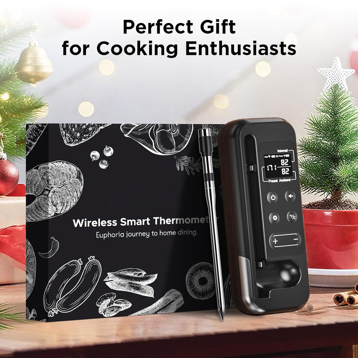 Wireless Bluetooth Meat Thermometer with Dual Probes | Smart Digital Cooking Thermometer for Grill, BBQ, Oven & Smoker
