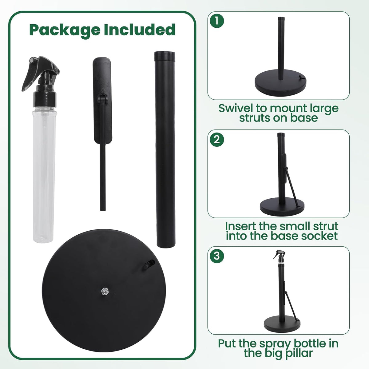 Paper Towel Holder with Spray Bottle, Stainless Steel Countertop Kitchen Paper Towel Dispenser, One-Handed Tear Towel Holder with Weighted Base – Black
