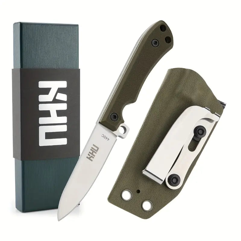 KHU Mini Fixed Blade EDC Knife - 440C Steel, G10 Handle, Kydex Sheath | Hunting & Camping Gear