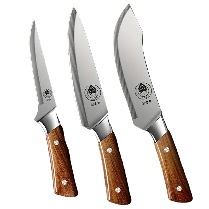 3-Piece Japanese Stainless Steel Boning Knife Set – Ultra Sharp Multi-Functional Chef Knives with Sheaths