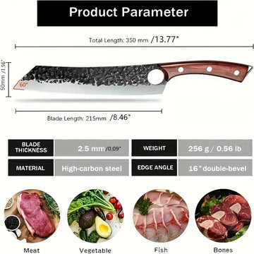 8-Inch Hand-Forged Butcher & Carving Knife – Ultra Sharp Meat & Vegetable Cleaver