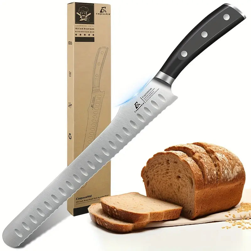 10.6 Inch Bread Knife – Razor Sharp Serrated Edge with Forged High Carbon German Steel & Ergonomic Handle