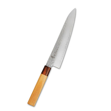 Damascus VG-10 Hammered 210mm Gyuto with Wa-Handle