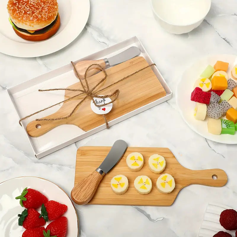 6-Pack Bamboo Cheese Board & Knife Set with Gift Boxes – Mini Charcuterie Boards for Christmas, Weddings, Bridal Showers, and Birthdays