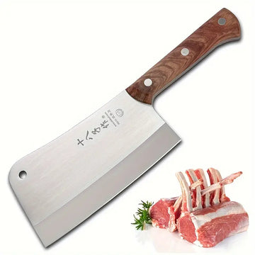SHI BA ZI ZUO 8-Inch Heavy Duty Meat Cleaver Chef Knife - Full Tang, 40CR Stainless Steel, Rosewood Handle