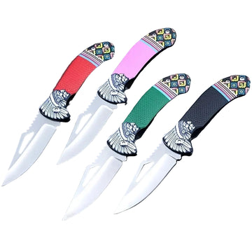 4-Piece Stainless Steel Folding Pocket Knife Set – Multi-Purpose Kitchen & Outdoor Utility