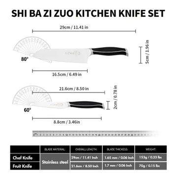 SHI BA ZI ZUO Kitchen Knife Set – 2 High-Quality Stainless Steel Knives with Anti-Slip Handles