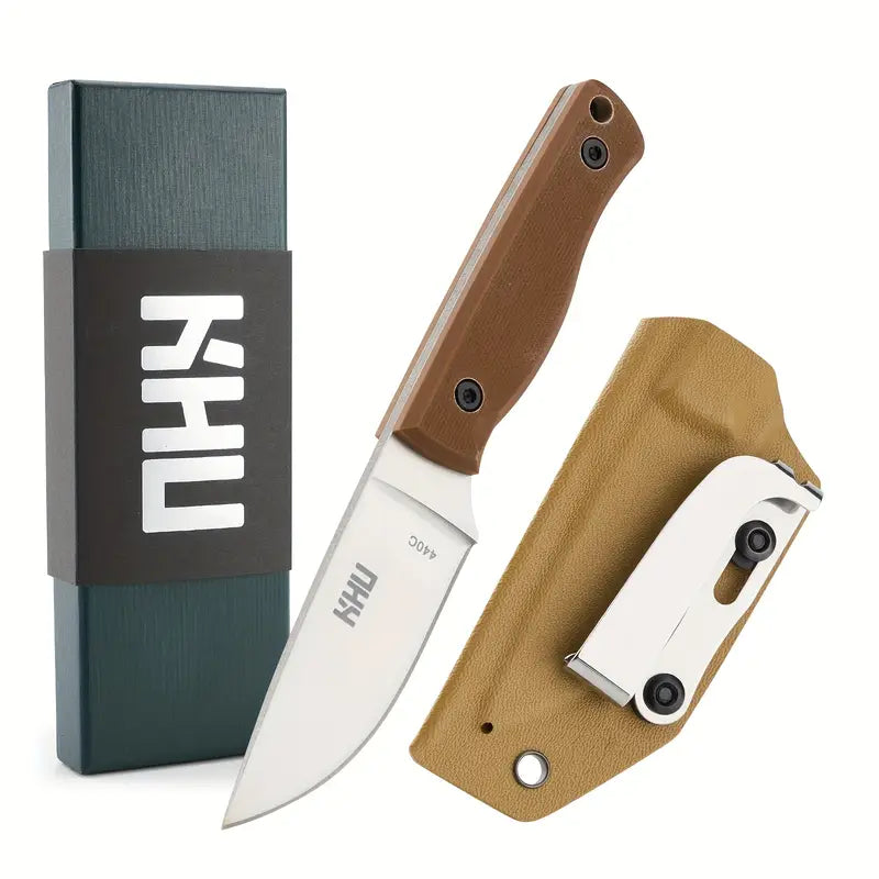 KHU Mini Fixed Blade EDC Knife - 440C Steel, G10 Handle, Kydex Sheath for Hunting & Camping
