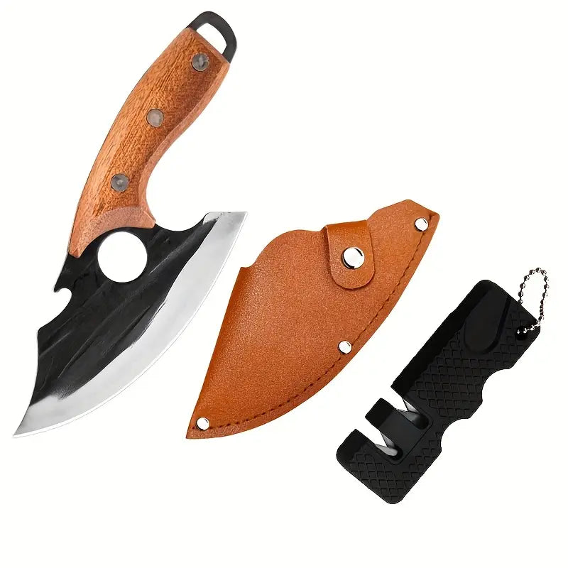 Professional Boning Knife Set with Sheath - Hand-Forged, Hardwood Handle for Meat & Poultry Trimming