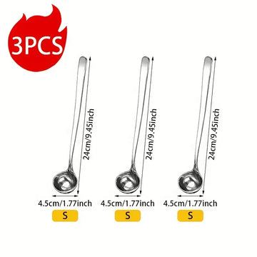 3pcs Long Handled 304 Stainless Steel Seasoning Spoon Set - Durable & Versatile for Cooking, Mixing, BBQ, & More