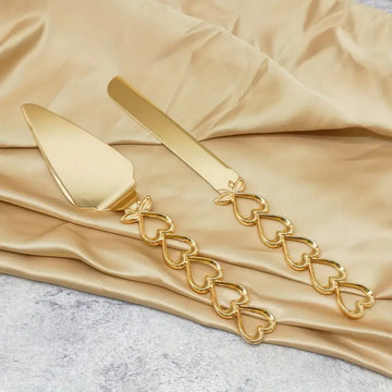 2PCS Heart-Linked Cake & Pie Serving Set – Elegant Metal Pastry Servers for Weddings & Special Occasions