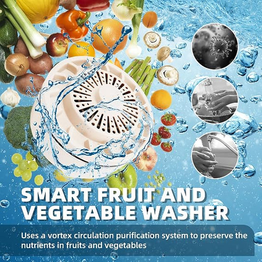 Compact portable produce cleaner designed for washing fresh fruits and vegetables