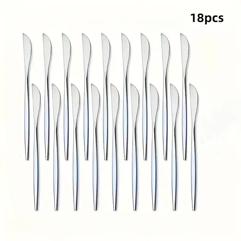 18pcs Stainless Steel Steak Knives Set – Mirror Polished, Durable & Dishwasher Safe for Home, Kitchen & Restaurant