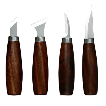Professional Walnut Handle Wood Carving Knife Set – Handmade Curved & DIY Woodworking Tools