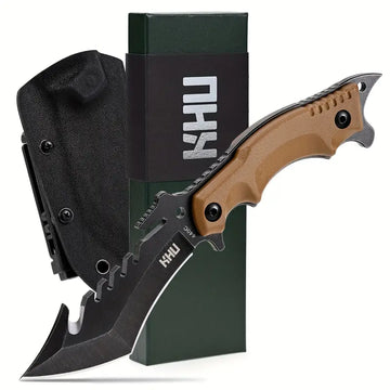 KHU Hunting & Survival Fixed Blade Knife – 440C Steel with G10 Handle and Kydex Sheath (24A) for Outdoor, Camping, and Adventure