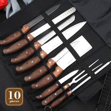 10/12/15-Piece Chef Knife Set with Wooden Block – High-Carbon Stainless Steel, Japanese-Style Kitchen Knives