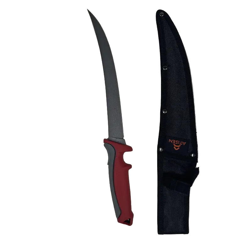 2PC 14.9" Outdoor Fishing Knife Set with 9" Stainless Steel Blade, Sharpener, Fillet & Boning Knife, Non-Slip Handle, Protective Sheath – Ideal Gift for Dad