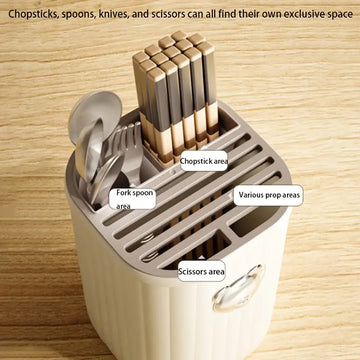 Light Luxury Minimalist Kitchen Utensil Storage Rack – Multifunctional Countertop Organizer for Knives, Chopsticks & Spoons