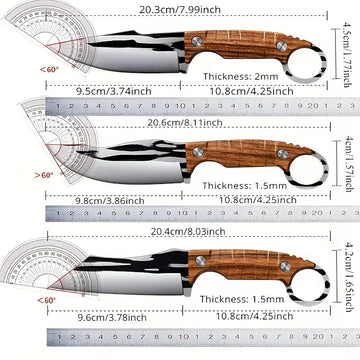 3pcs Premium Butcher Knife Set – Sharp Stainless Steel Blades with Wooden Handles, Includes Chef, Boning & Cleaver Knives for Meat Slicing, Fillet, and Camping