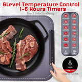 Adjustable temperature food warming mat for serving dishes