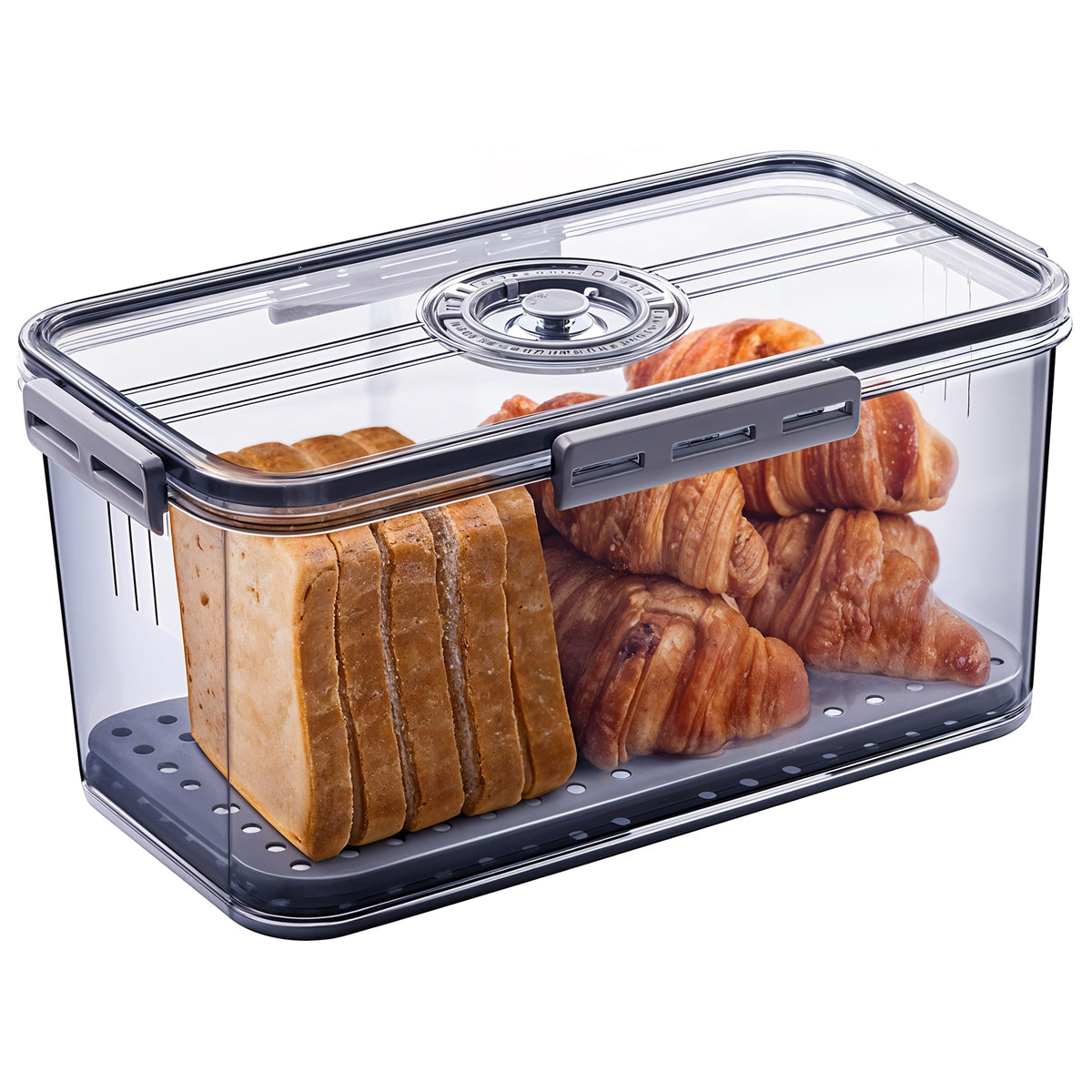 Airtight bread box for kitchen counter with transparent lid